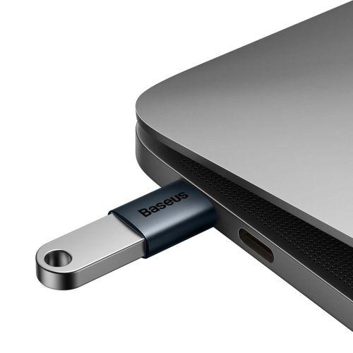 Baseus Ingenuity Series mini OTG adapter, USB-A 3.1 anya – USB-C apa (ZJJQ000003) (kék)