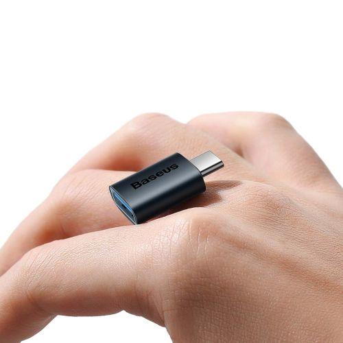 Baseus Ingenuity Series mini OTG adapter, USB-A 3.1 anya – USB-C apa (ZJJQ000003) (kék)