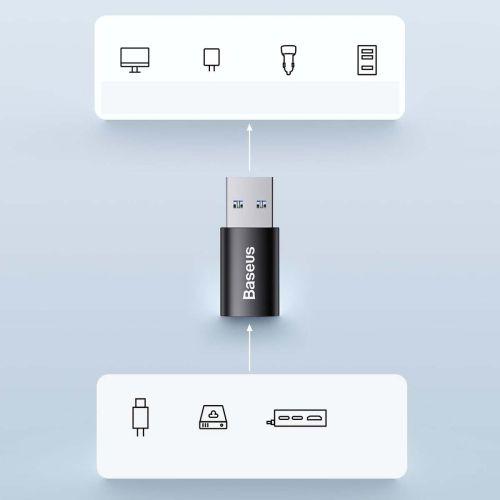 Baseus Ingenuity sorozat mini OTG adapter, USB-A 3.1 apa – USB-C anya, ZJJQ000101 (fekete)