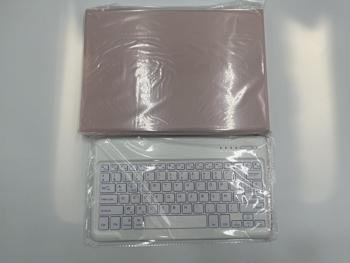 IVEOPPE billentyűzetes tok Samsung Galaxy Tab S9 FE+ / S9+ 12,4" (2023), levehető francia AZERTY, Bluetooth (rózsaszín)