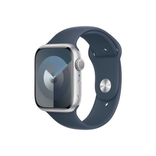 Apple Watch Series 9 GPS 45mm (ezüst alu tok, vihar kék sport szíj S/M)