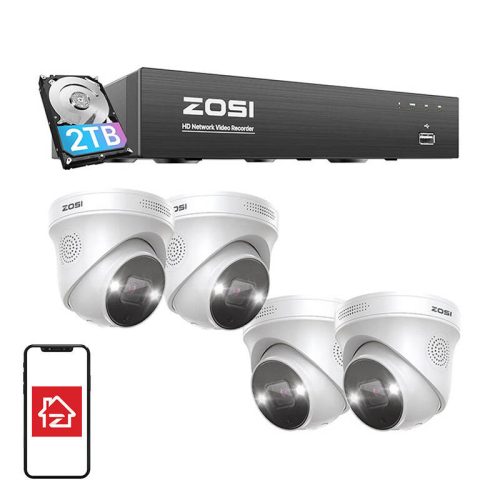 ZOSI C225 IP kamera 4 darabos WiFi 5MP + NVR 8ch + 2TB HDD