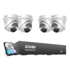 ZOSI C225 IP kamera 4 darabos WiFi 5MP + NVR 8ch + 2TB HDD