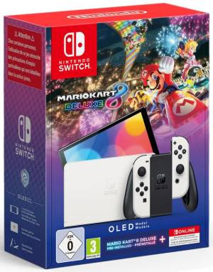 Nintendo Switch OLED konzol fehér + Mario Kart 8 Deluxe + 12 hónapos Nintendo Switch Online