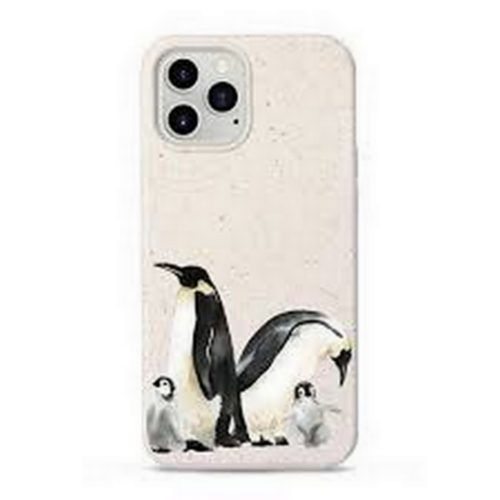 Biológiailag lebomló telefontok (Iphone 12) - fehér, pingvinek