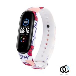   Xiaomi Mi band 5 / 6 szíjak - állatos, cicás, fehér, szilikon